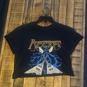 Accept Band Graphic Crop Top